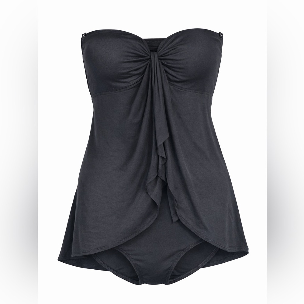 Lauren Ralph Lauren Black‎ One Piece Swimsuit Sz 8 Strapless Missing Straps